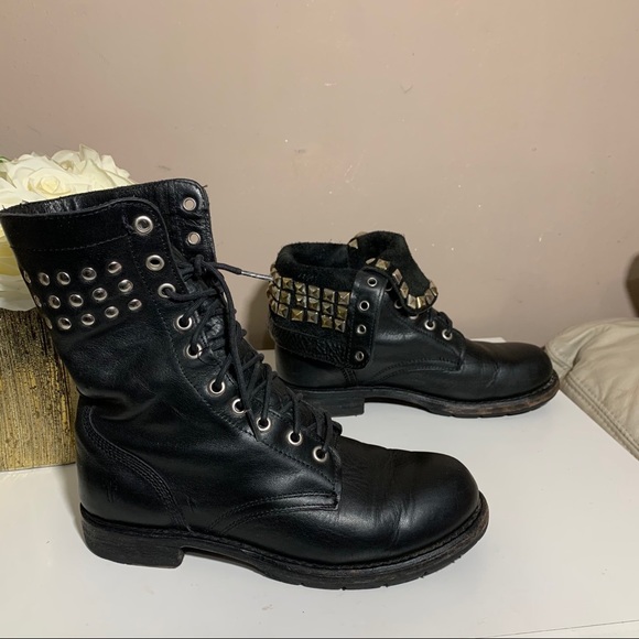 SOLD Frye Rogan Stud Lace Up Boots Fold Over - Picture 2 of 13